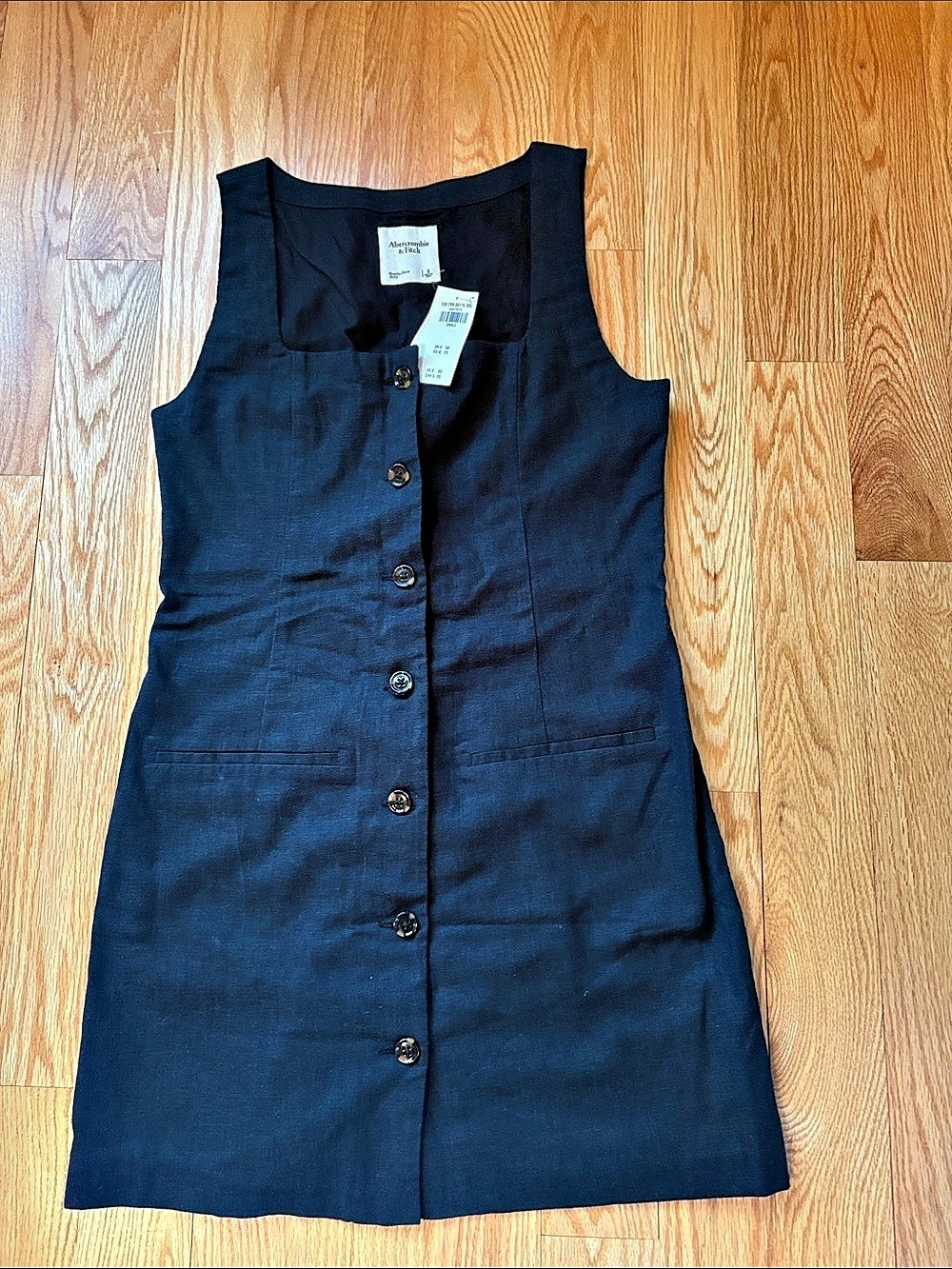 Abercrombie & Fitch The A&F Mara Squareneck Linen-Blend Vest Mini Dress Mini